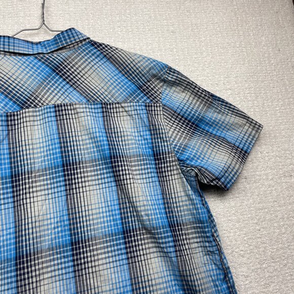 Y2K Oakley Blue Plaid Short Sleeve Button Down Shirt Mens 2XL Regular Fit - Picture 13 of 15